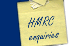 Photograph of a postit note with HMRC enquiries written on it.