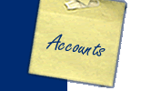 Follow this link to read more about how we can help with your accounts » Photograph of a postit note with Accounts written on it.